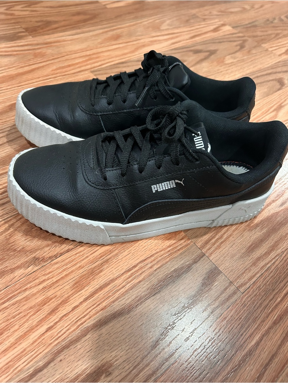 Puma Carina Black & White Platform Sneakers - Picture 5 of 5